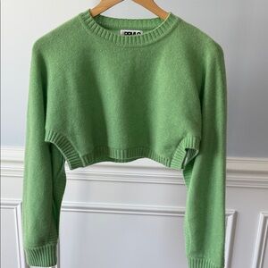 PRVLG Threads Of Privilege 100% Cashmere Green Cropped Sweater Top XS